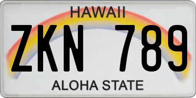 HI license plate ZKN789