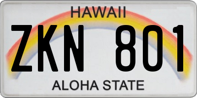HI license plate ZKN801