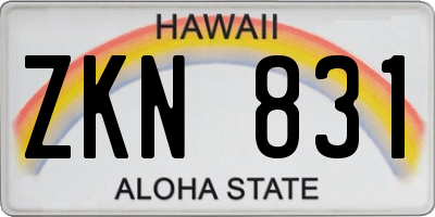 HI license plate ZKN831