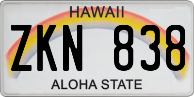 HI license plate ZKN838