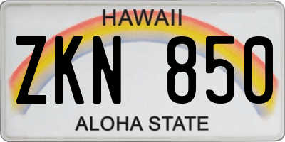 HI license plate ZKN850