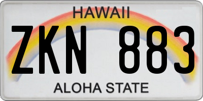 HI license plate ZKN883