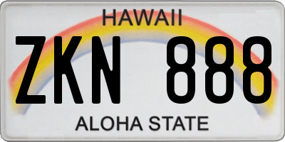 HI license plate ZKN888
