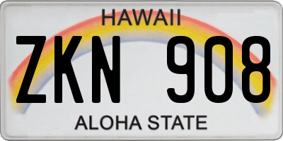 HI license plate ZKN908