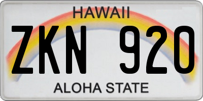 HI license plate ZKN920