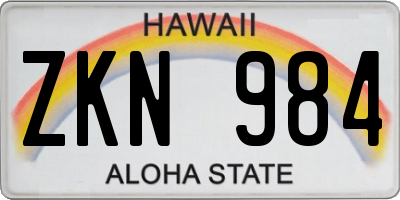 HI license plate ZKN984