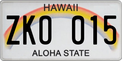 HI license plate ZKO015