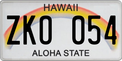 HI license plate ZKO054