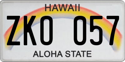 HI license plate ZKO057