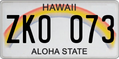 HI license plate ZKO073
