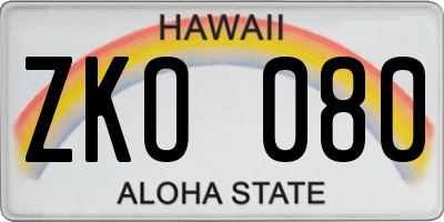 HI license plate ZKO080