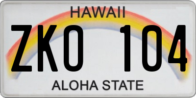 HI license plate ZKO104