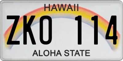 HI license plate ZKO114