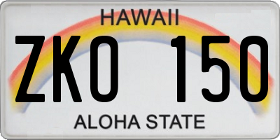 HI license plate ZKO150