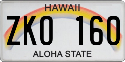 HI license plate ZKO160