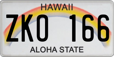 HI license plate ZKO166