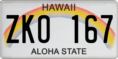 HI license plate ZKO167