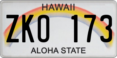 HI license plate ZKO173