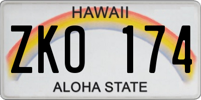 HI license plate ZKO174