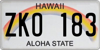 HI license plate ZKO183