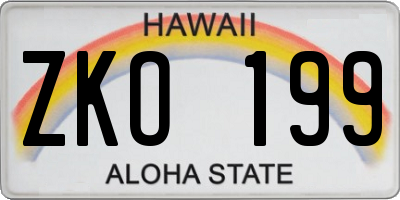 HI license plate ZKO199
