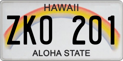 HI license plate ZKO201