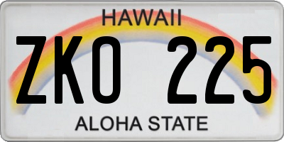 HI license plate ZKO225