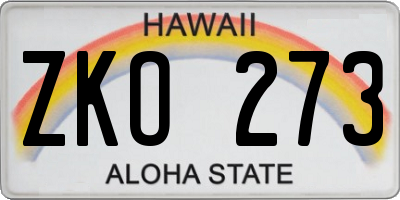 HI license plate ZKO273