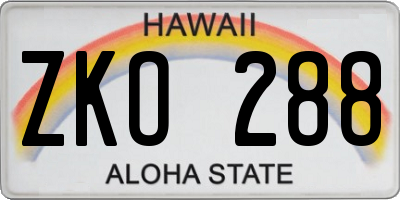 HI license plate ZKO288