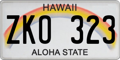 HI license plate ZKO323