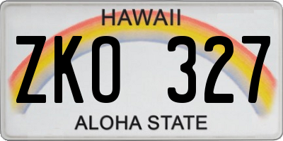 HI license plate ZKO327