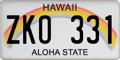 HI license plate ZKO331
