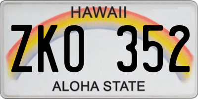 HI license plate ZKO352