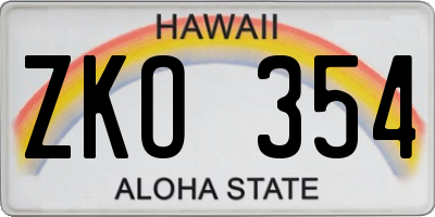 HI license plate ZKO354