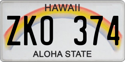 HI license plate ZKO374