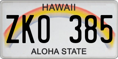 HI license plate ZKO385