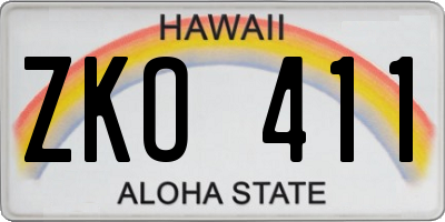 HI license plate ZKO411