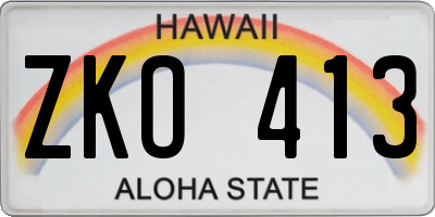 HI license plate ZKO413