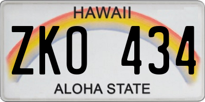 HI license plate ZKO434