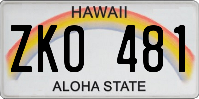 HI license plate ZKO481