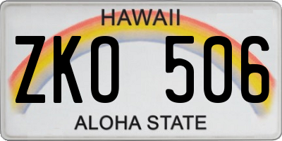 HI license plate ZKO506