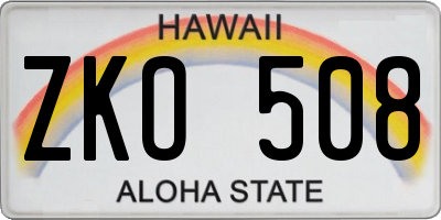 HI license plate ZKO508