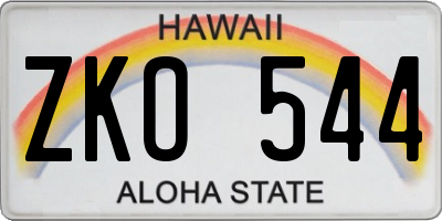 HI license plate ZKO544