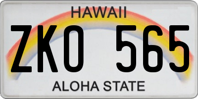 HI license plate ZKO565