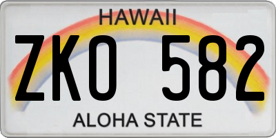 HI license plate ZKO582