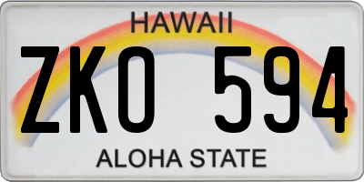 HI license plate ZKO594