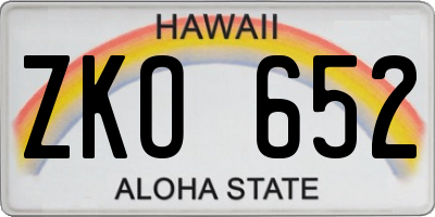 HI license plate ZKO652