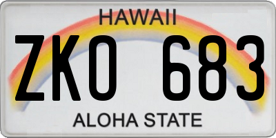 HI license plate ZKO683