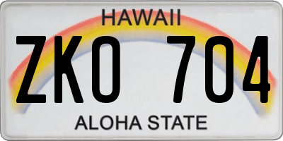 HI license plate ZKO704