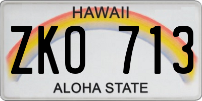 HI license plate ZKO713
